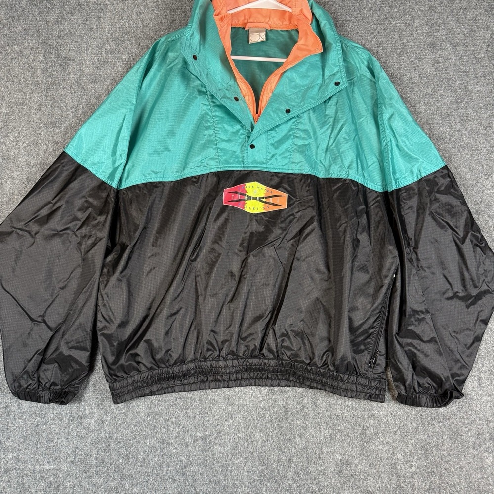 🏄 Vintage OP Ocean Pacific Windbreaker Jacket Mens Large Green Teal Pullover